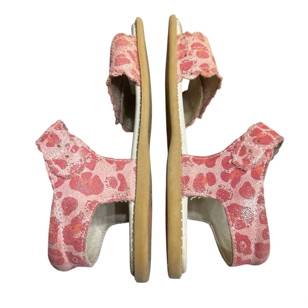 Livie & Luca Posey Sandal Size 11 Leather Pink Polka Dot Slip On Strap On Shoes